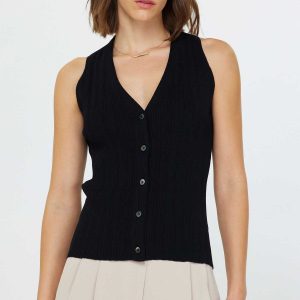 Top V Neck Negro