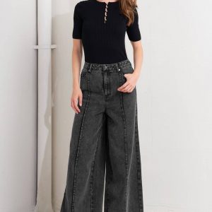 Pantalón Black Demin Wide Legs