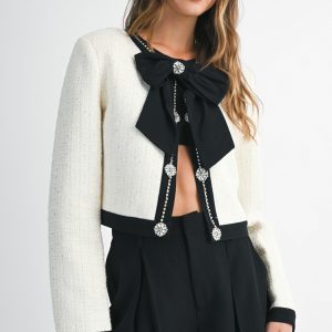 Jacket Crema Con Moños Negros