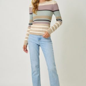 Sweater rayas lanvanda con azul , beige, blanco