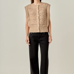 Chaleco top beige con botones
