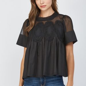 Top negro con transparencias pecho