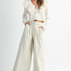 Pantalon wide legs crema