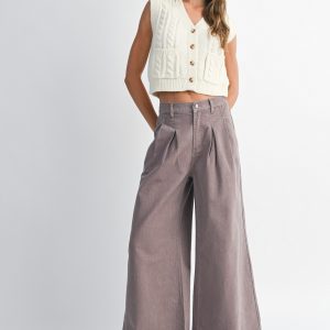 Pantalon wide legs crema