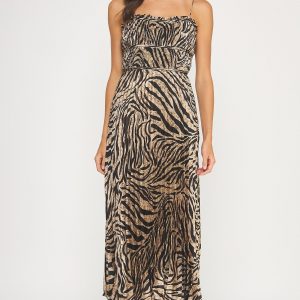 Maxi dress zebra café con negro