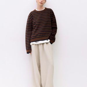 Sweater striped café con marino