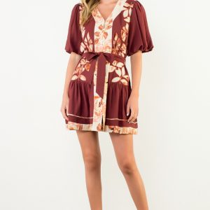 Mini dress vino con flores