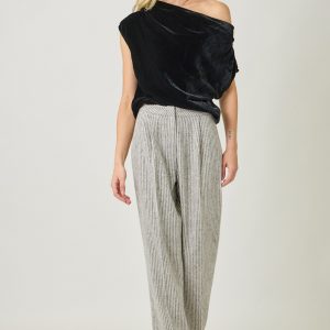Top negro velvet 1 hombro