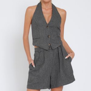 Conjunto gris chaleco y short