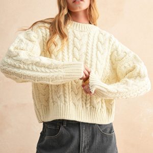 Sweater ivory trenzado