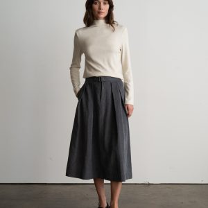 Falda Plieques Gris con Cinturon