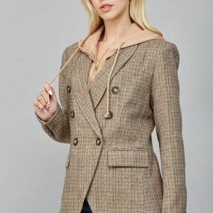 Saco cuadritos con hoodie