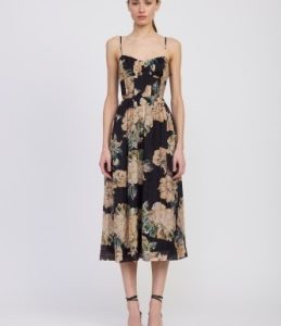 Maxi dress negro flores crema