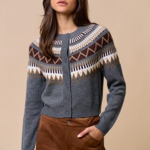 Sweater gris grecas café
