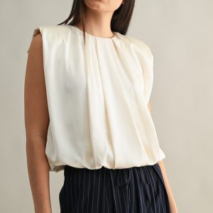 Top Plieques Pecho Crema