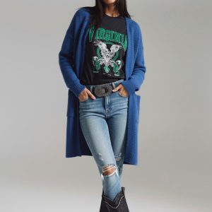 Cardigan largo abierto azul rey