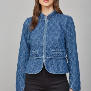 Chamarra denim cuadritos