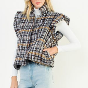 Chaleco cuadritos raya amarilla