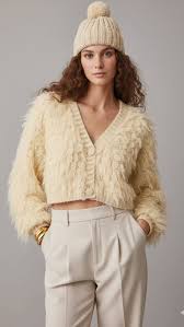 Sweater beige pelos deshilachado