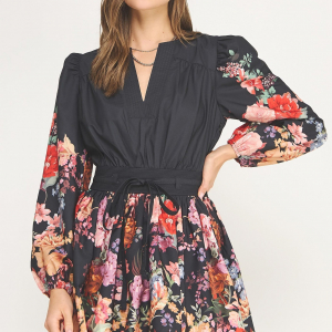 Mini dress flores con negro