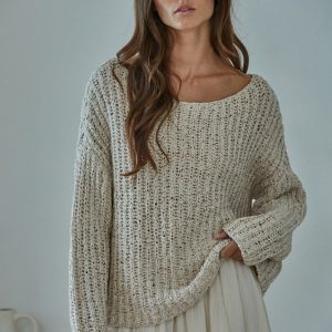 Sweater tejido beige punto abierto