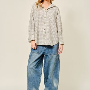 Jeans barrel jareta blanca