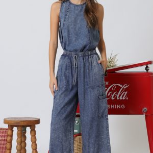 Pantalon denim cargo