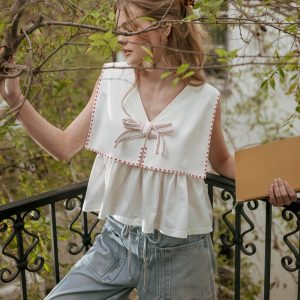 Top marinero blanco con rojo