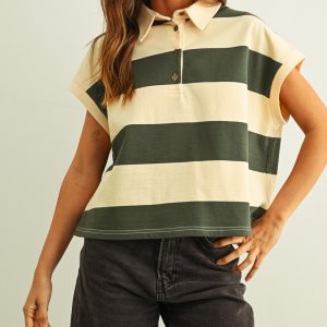Top rayas verdes con beige