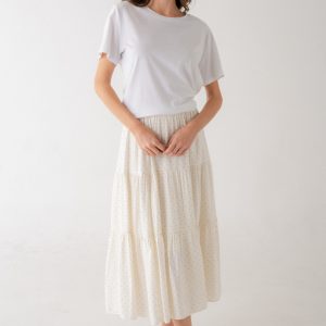 Midi Skirt Ivory polka dot