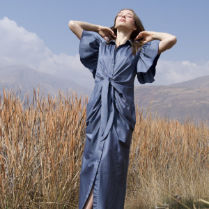 Maxi dress NITA enrollabe enfrente