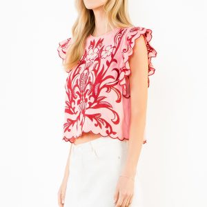 Top rosa con rojo