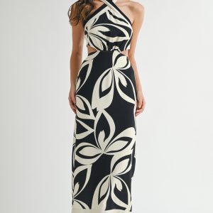 Maxi dress blanco con negro halter