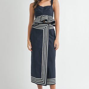 Set falda wrap around y top navy