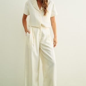 Set pantalon crema y blusa