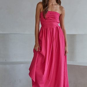 Pink promenade dress woven
