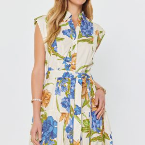 Maxi dress hojas grandes azules