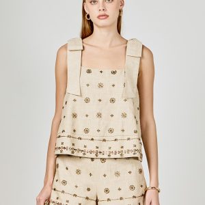 Set abalorios beige short y top