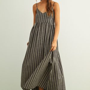 Maxi dress rayas charcoal