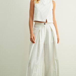 Set pantalon y top cruzado blanco