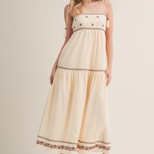 Maxi dress bordado crema