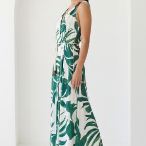 Maxi dress hojas verdes