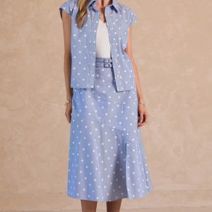 Set baby blue polka dots