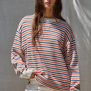 Sweater rayas naranja con azul