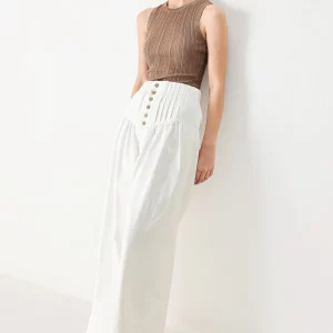 Pantalon blanco plieques cintura