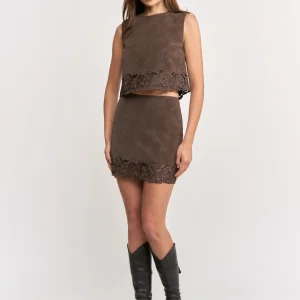 Set pauline crop top café oscuro