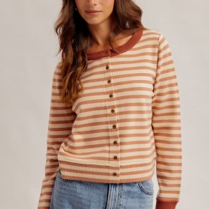 Sweater rayitas verde mauve con crema