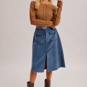 Falda pana cordyroy azul oscuro
