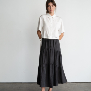 Falda con cinturon elastico gris