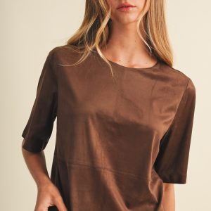 Top espresso suede